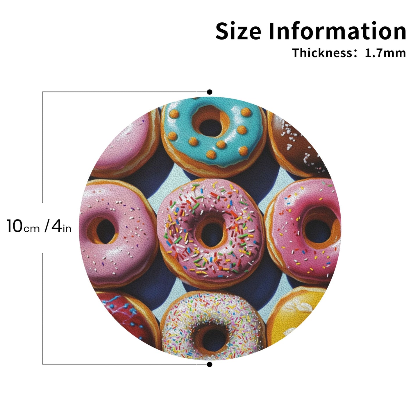 Colorful Donut Pattern Round Absorbent Coasters (Set of 4) – 4 inch Heat-Resistant & Non-Slip Table Mats