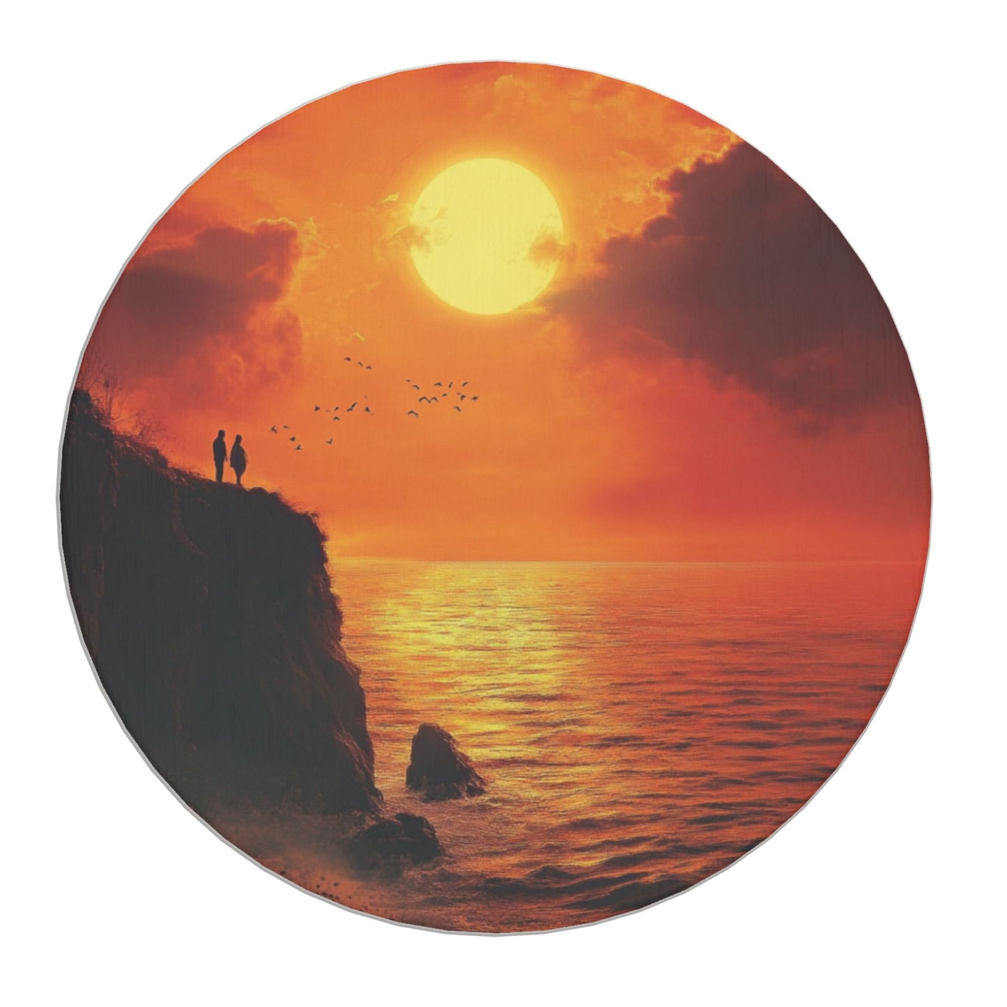 Sunset Landscape Absorbent Coasters – 6-Pack Round Diatomite Drink Coasters with Heat-Resistant Non-Slip Design