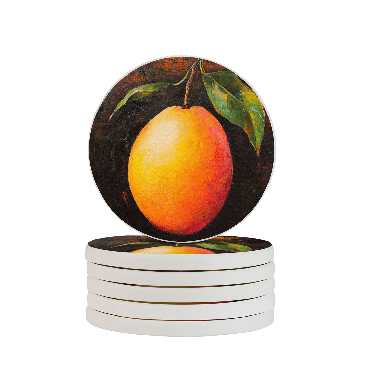 Vintage Orange Fruit Art Absorbent Coaster Set (6-Pack, 4in Round)
