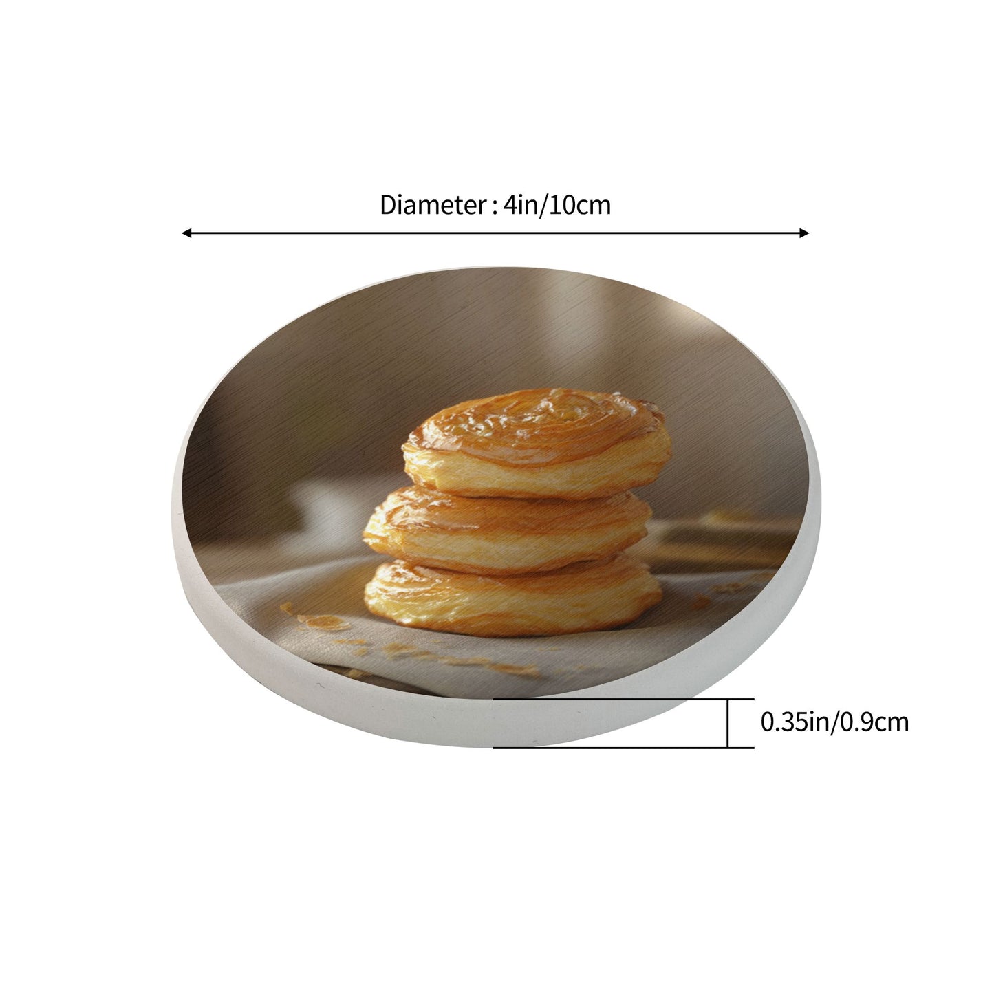 Dessert-Style Diatomite Absorbent Coaster Set (6 Pcs, 4in Diameter)