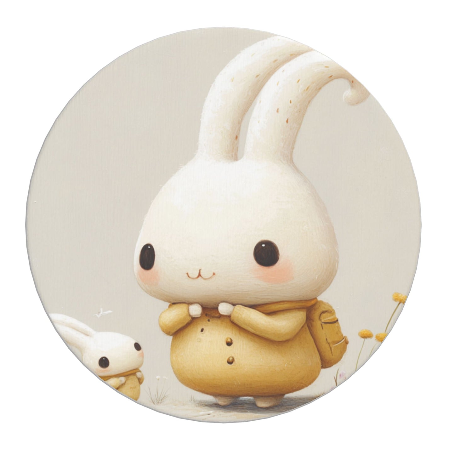 Cute Bunny Pattern Round Diatomite Absorbent Coasters (Set of 6)