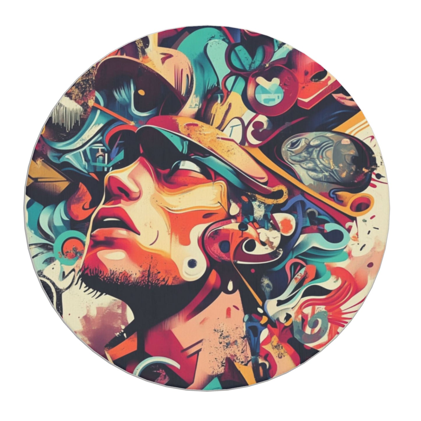 Abstract Graffiti Art Style Round Diatomite Coasters – Set of 6 (4in Diameter)