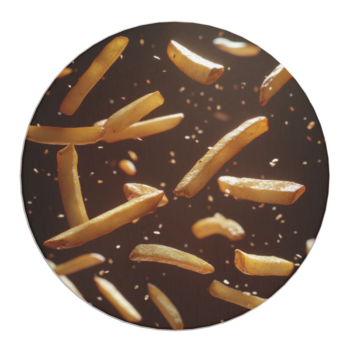 French Fries Design Diatomite Coasters (Set of 6) – 4 Inch Round Absorbent and Heat-Resistant Pads