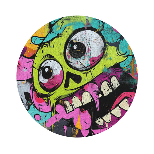 4-Pack Round Graffiti Skull Coasters – 10cm Non-Slip Heat-Resistant Rubber Drink Mats for Home & Office
