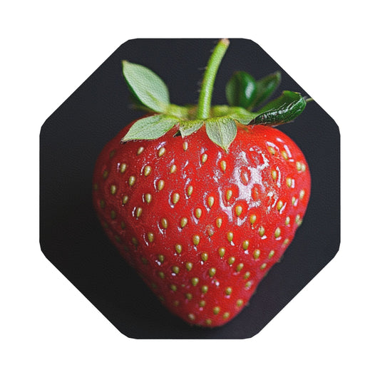 Strawberry Pattern Absorbent Rubber Coasters – Set of 4, Octagon Shape, 4 inch, Non-Slip & Heat Resistant