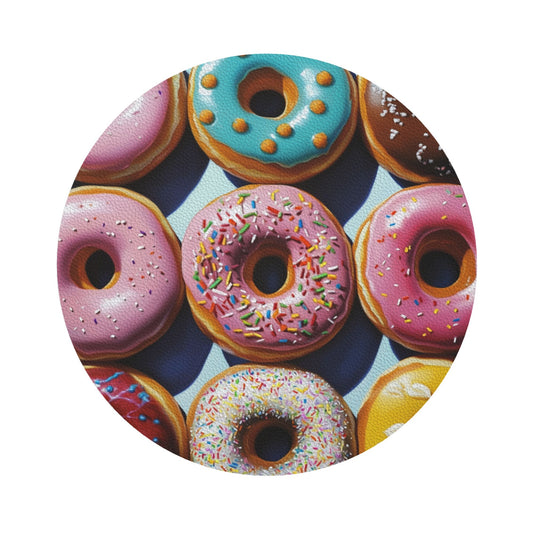 Colorful Donut Pattern Round Absorbent Coasters (Set of 4) – 4 inch Heat-Resistant & Non-Slip Table Mats